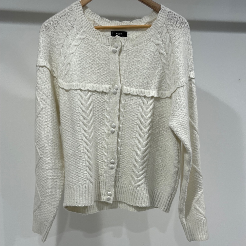 Aqua Cream Cable Knit Cardigan